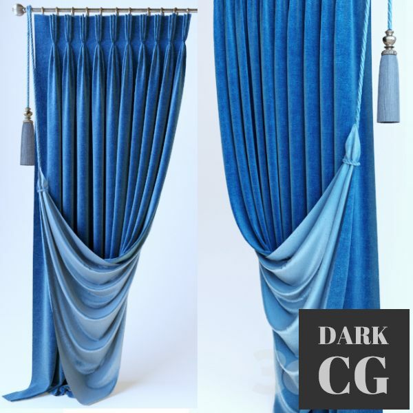 3D Model Curtains French braid