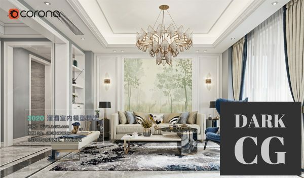 3D Scene Modern Style Living Room 2020 A092 Corona