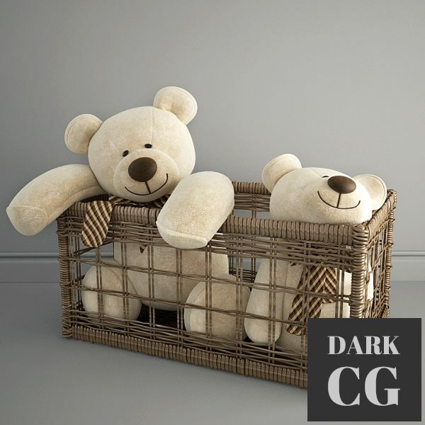 3D Model Bears in a basket