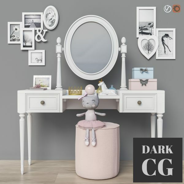 3D Model Dressing table 2 options for children for adults set 19