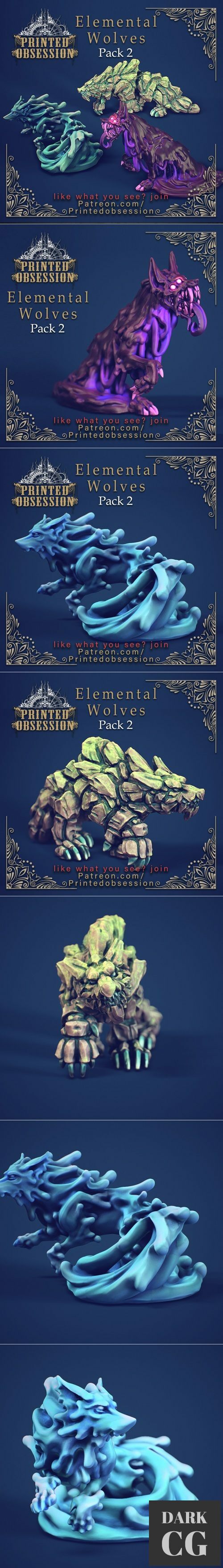 3D Model FREE Elemental Wolves Pack 2 3D Print