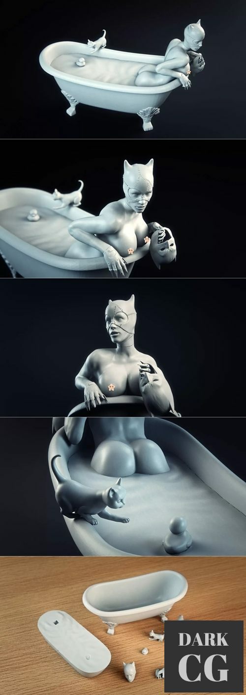 Catwoman in the bathtub – 3D Print
