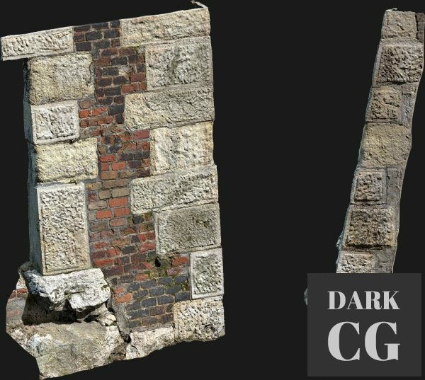 3D Model Castle Wall 2 Megascan 4k 3D Asset