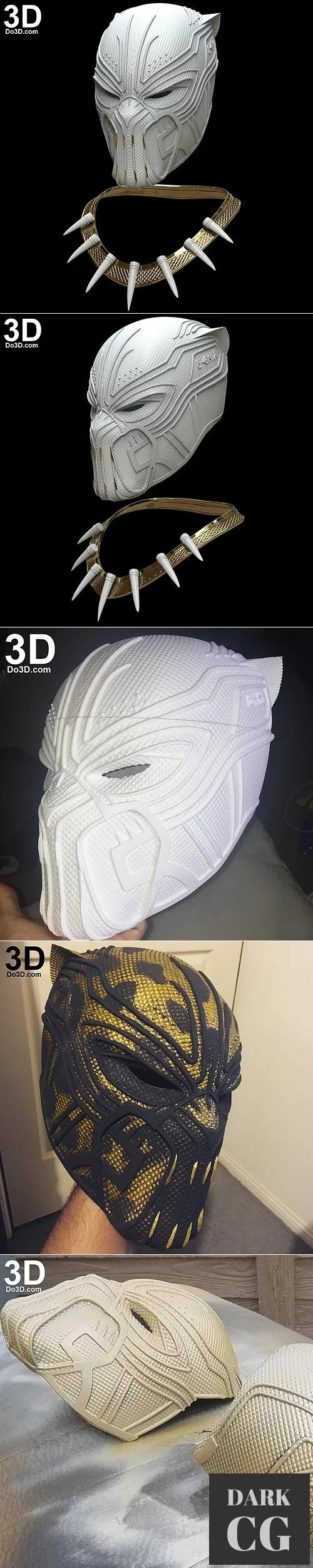 3D Model Golden jaguar helmet and Necklace mask 3D Print