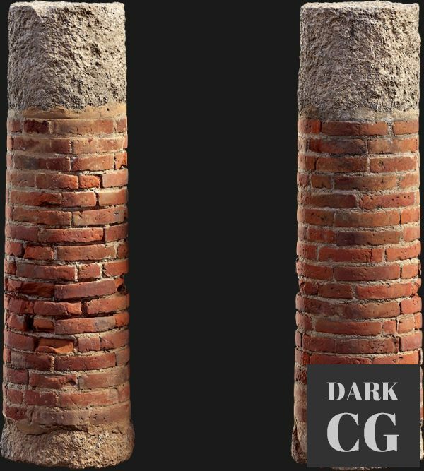 3D Model Roman Red Brick Column