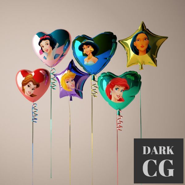 3D Model Balloons with princesses