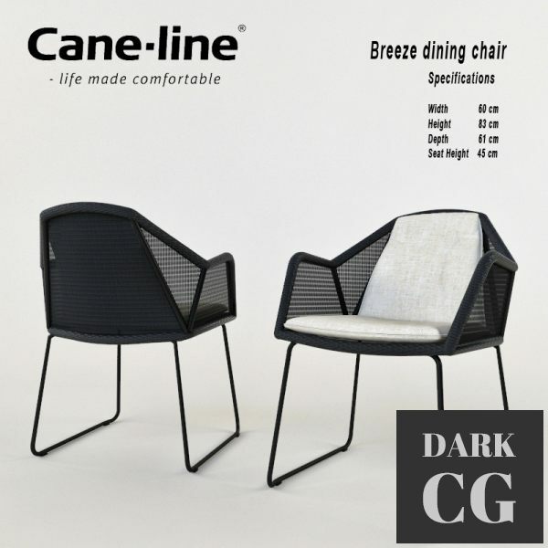 3D Model Breeze dining chair by Cane Line