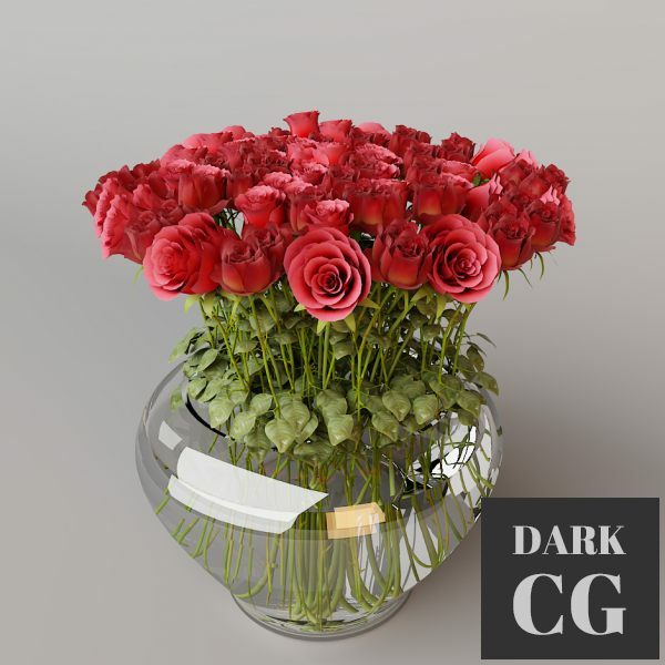 3D Model ROSES IN VASE