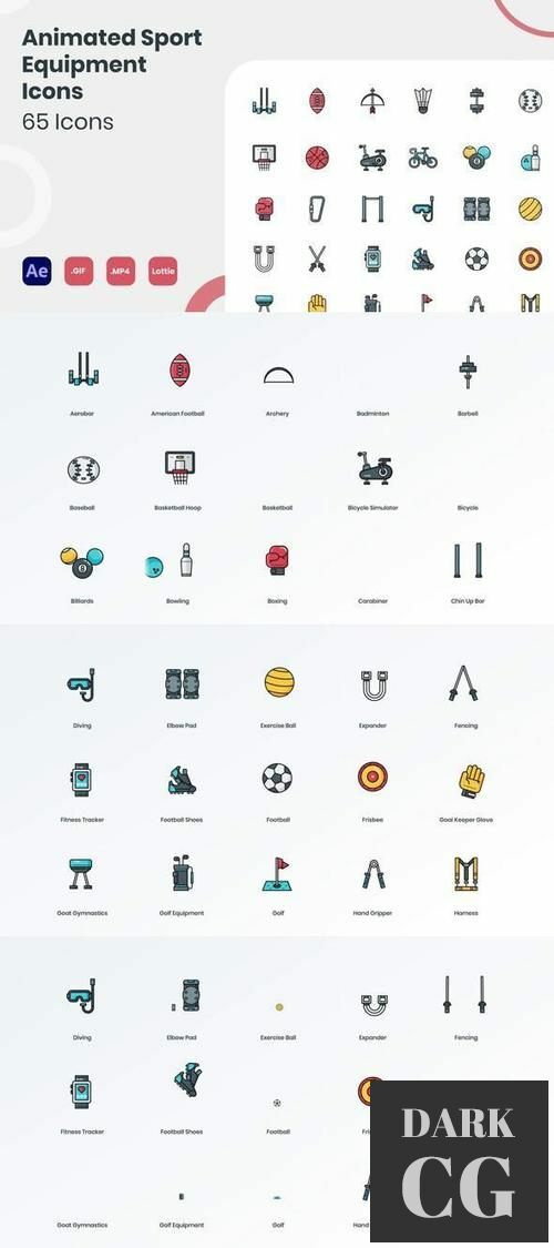 Animated Sport Equipment Icons 34907080