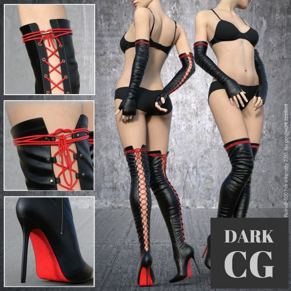 Laceback Gloves and Boots Daz3D, Poser: Laceback Gloves and Boots