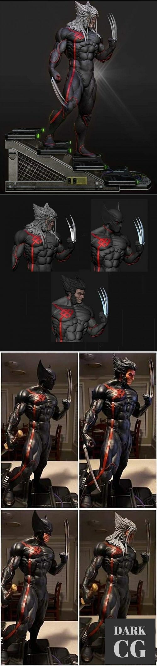 Wolverine Black Statue – 3D Print