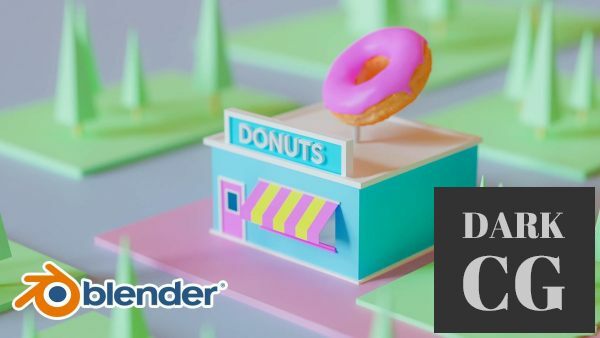 Blender 3D Easy Cartoon Donut Shop Scene