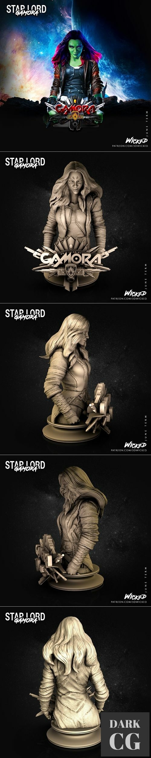 3D Model 3DWicked Starlord Gamora Gamora Bust 3D Print