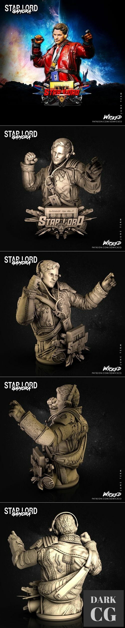 3DWicked - Starlord & Gamora - Starlord Bust – 3D Print