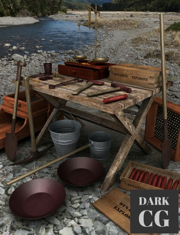 Gold Prospecting Equipment Daz3D, Poser: Gold Prospecting Equipment