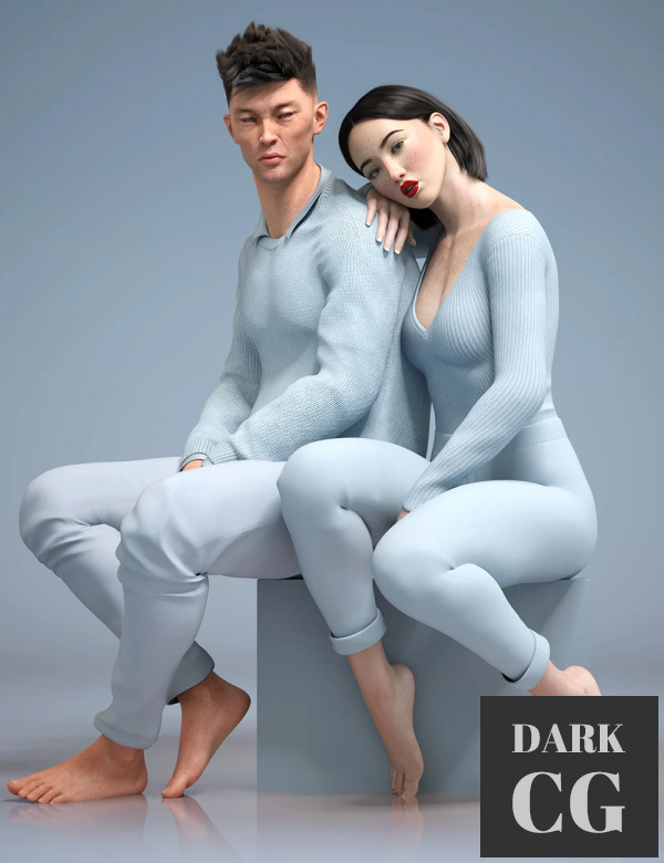 Lookbook for Two Poses and Expressions for Genesis 8.1 Male and Female Daz3D, Poser: Lookbook for Two Poses and Expressions for Genesis 8.1 Male and Female