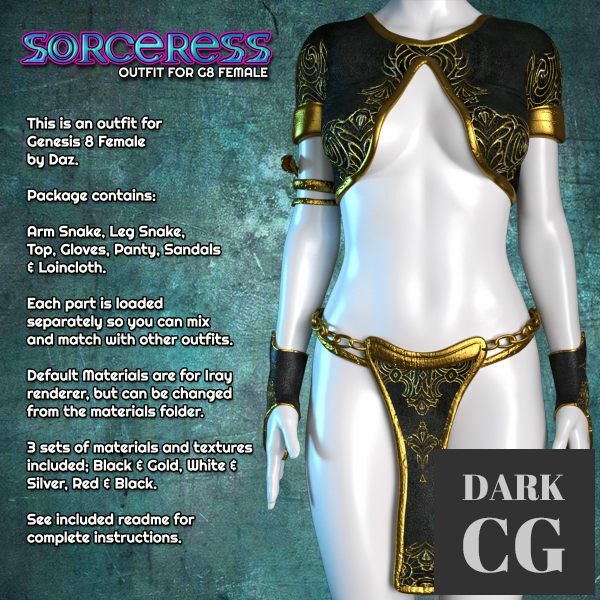 Exnem Sorceress for G8 Female Daz3D, Poser: Exnem Sorceress for G8 Female