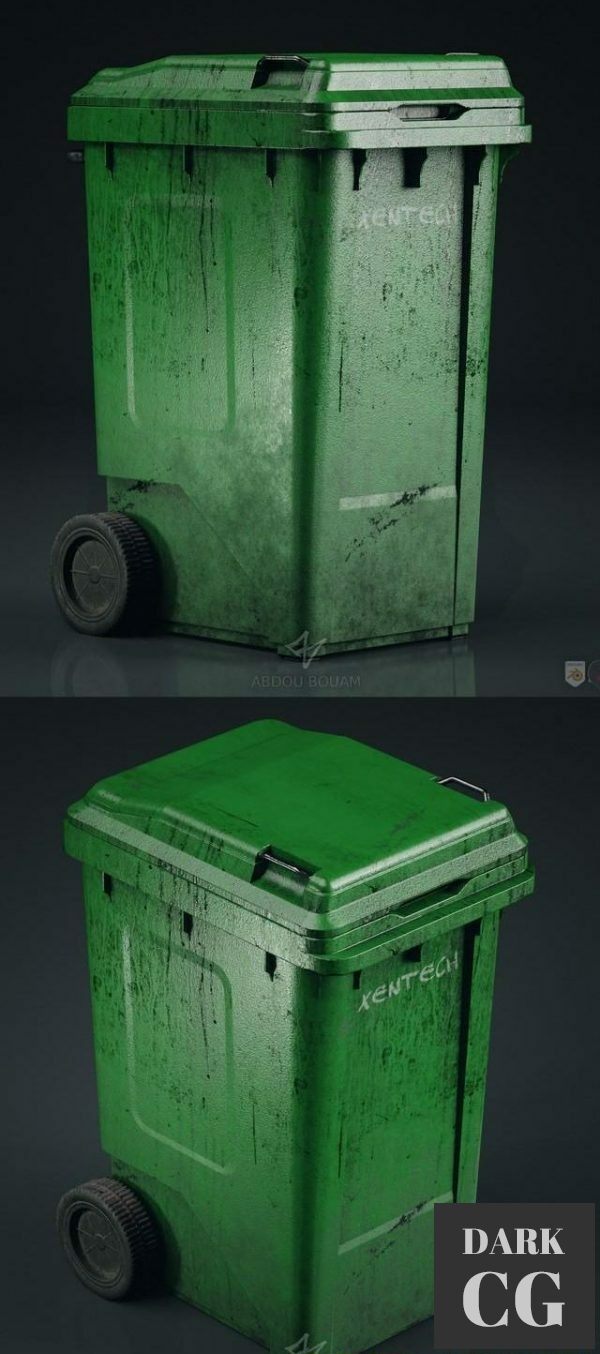 3D Model Plastic Trash Bin PBR