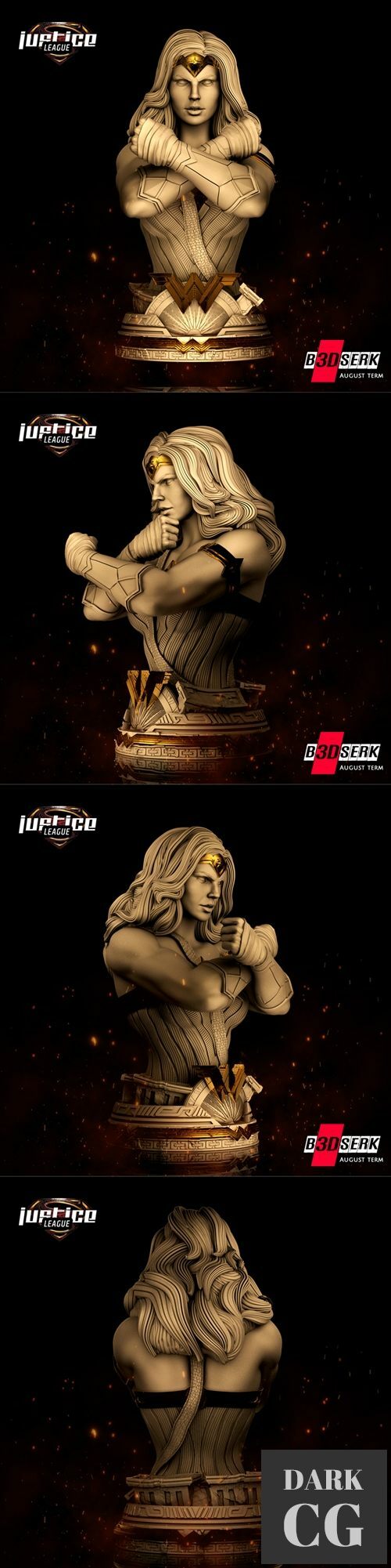 3D Model B3dserk Studios Wonder Woman Bust 3D Print