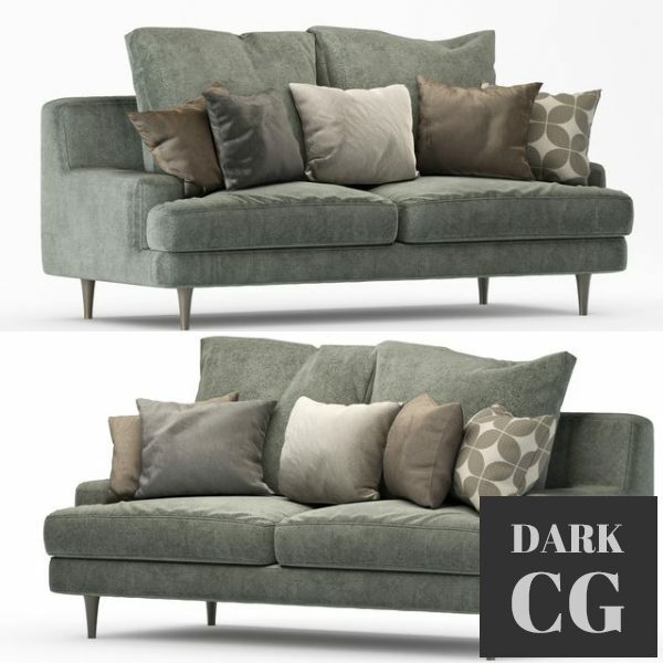 3D Model Roche Bobois sofa green 01