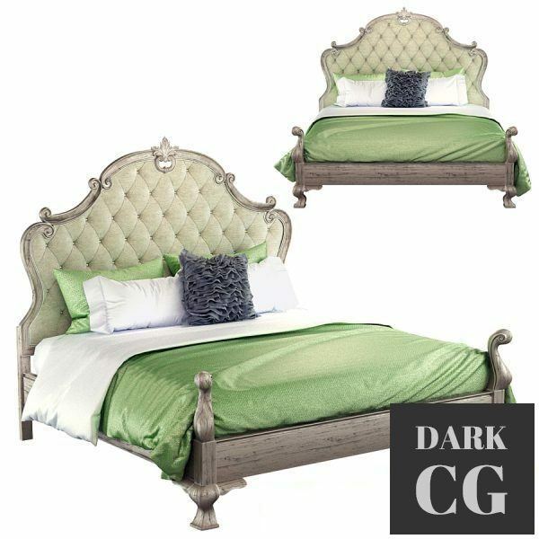 3D Model Campania Upholstered Panel Bed