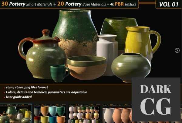 30 Pottery Smart material 20 Pottery Base Material 4k PBR Textures Vol01