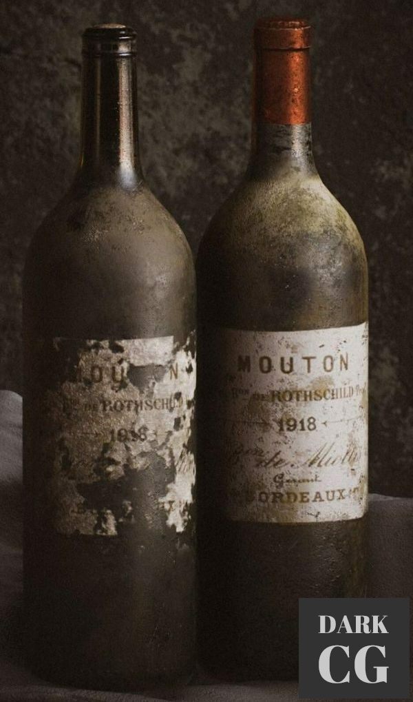 3D Model Mouton Bordeux 1918 Wine Bottles