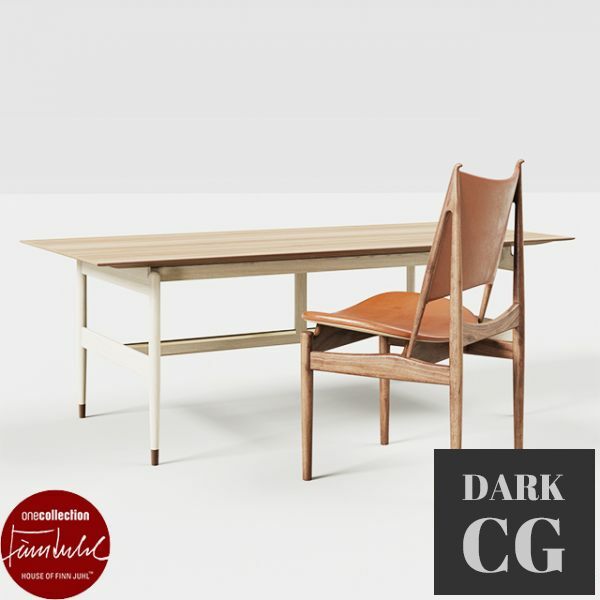 3D Model Kaufmann table and Egyptian chair bu Finn Juhl