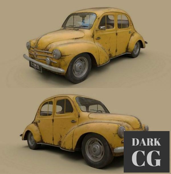 3D Model Old rusty renault 4cv 1960