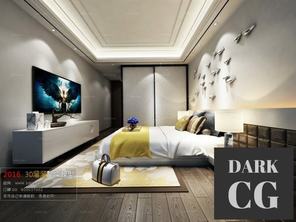 3D Scene Modern Style Bedroom Interior 49