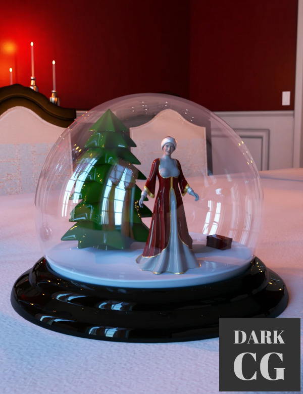 Christmas Snow Globe and Poses for Genesis 8 Female Daz3D, Poser: Christmas Snow Globe and Poses for Genesis 8 Female