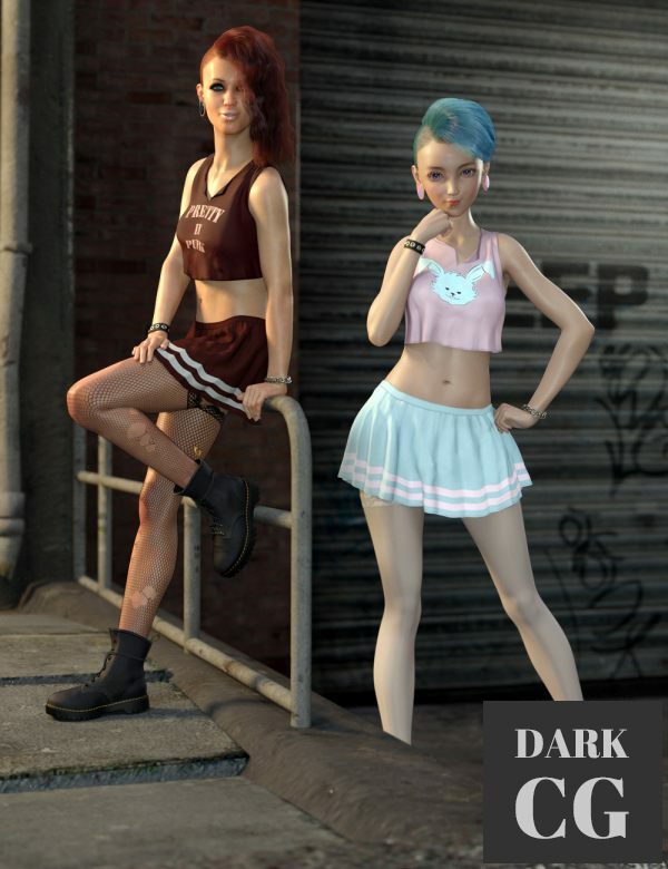 Riot Grrl dForce Outfit for Genesis 8 and Genesis 8.1 Daz3D, Poser: Riot Grrl dForce Outfit for Genesis 8 and Genesis 8.1