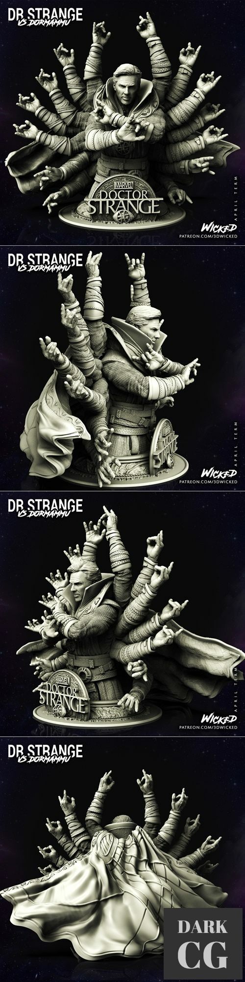 3D Model 3DWicked Dr Strange Bust 3D Print