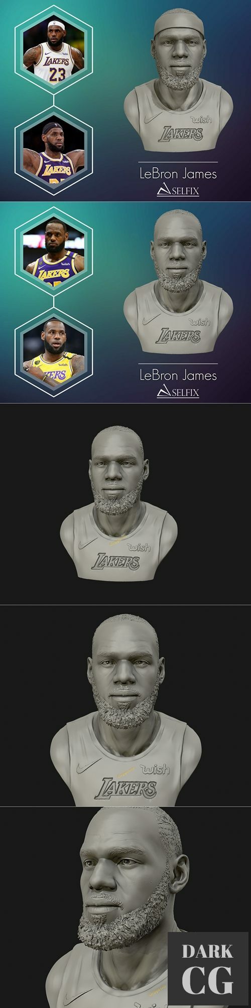 Lebron James Bust in Lakers jersey Ready – 3D Print