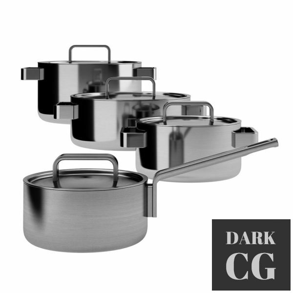 3D Model Tools 4 Set Cooking Pots by Iittala