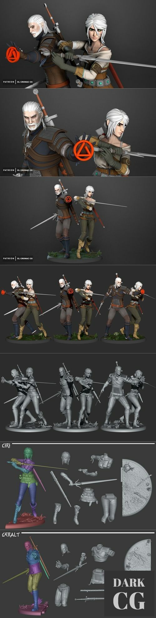 Ciri and Geralt - The Witcher 3 – 3D Print