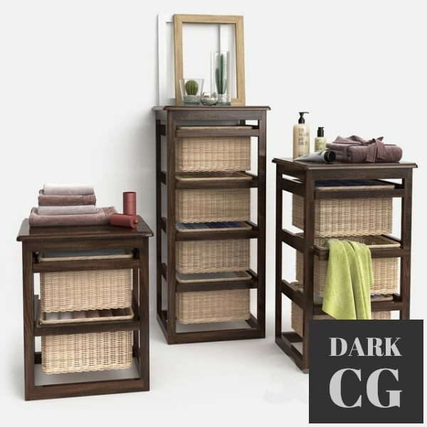 3D Model Bathroom furniture with baskets model LAUNDRY wenge