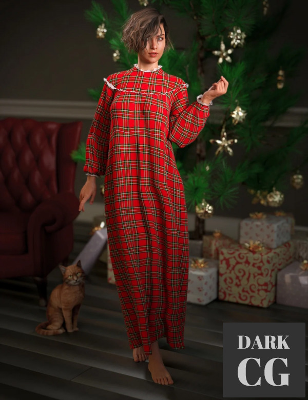 Daz3D, Poser: dForce Christmas Morning Nightie for Genesis 8 and 8.1 Female