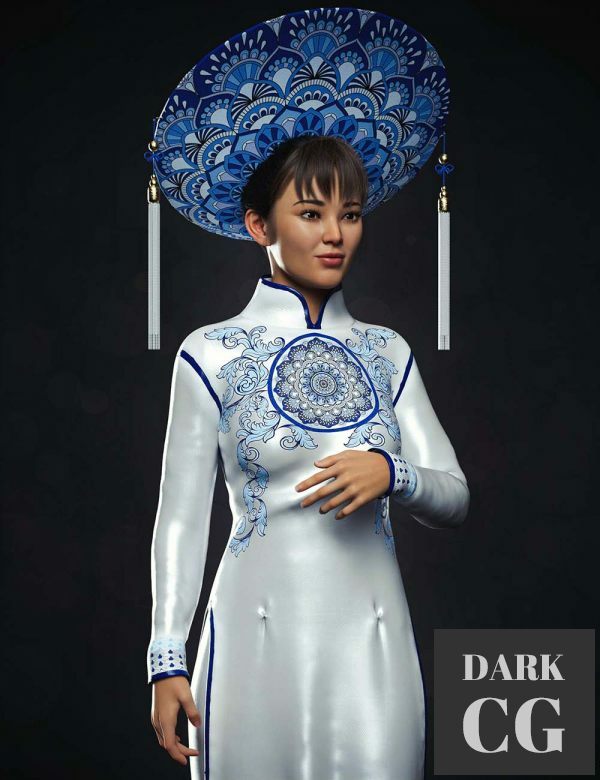 Daz3D, Poser: dForce Vietnamese Princess Outfit For Genesis 8 and Genesis 8.1 Females