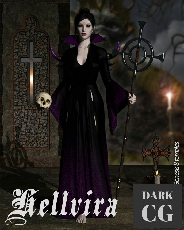Hellvira dForce outfit for Genesis 8 Females Daz3D, Poser: Hellvira dForce outfit for Genesis 8 Females