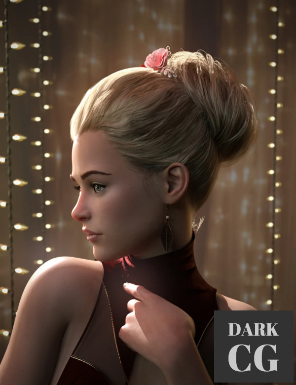 Daz3D, Poser: Rose Noel Updo for Genesis 8 and 8.1 Females