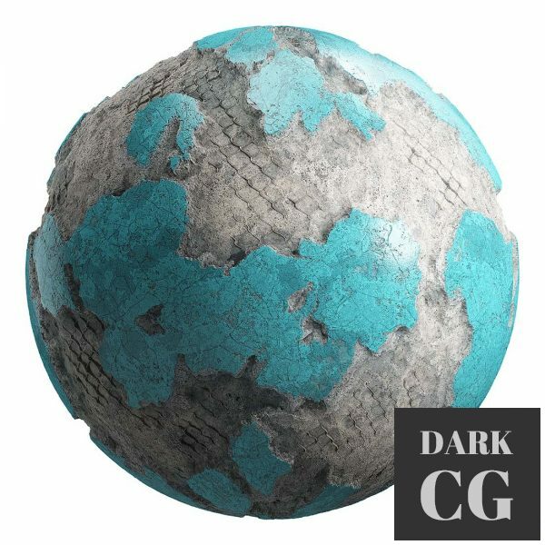 PBR texture: Damaged cyan painted wall 21-10 8K