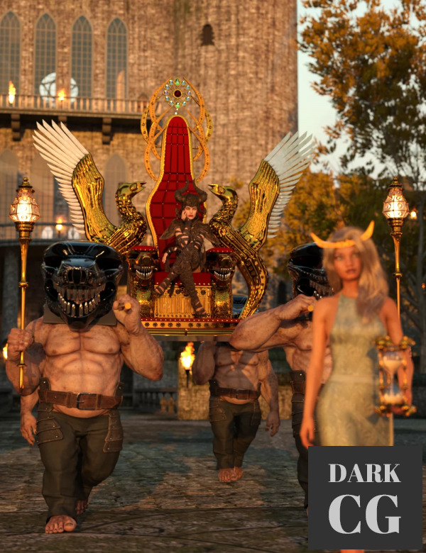 PW Throne And Props Set Daz3D, Poser: PW Throne And Props Set