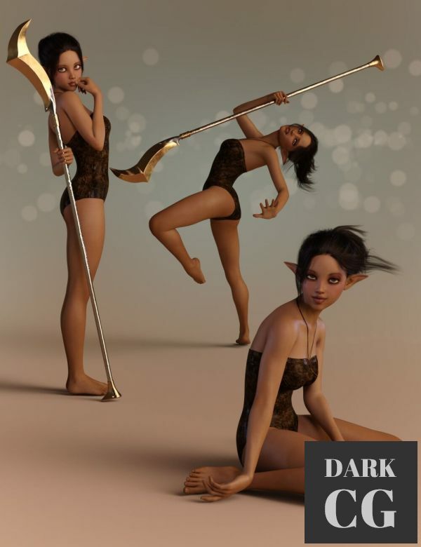 Daz3D, Poser: Elven Warrior Poses and Prop for Genesis 8 Female and Mika 8