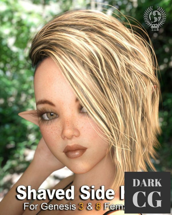 Daz3D, Poser: Shaved Side Hair for Genesis 3 and 8 Female(s)