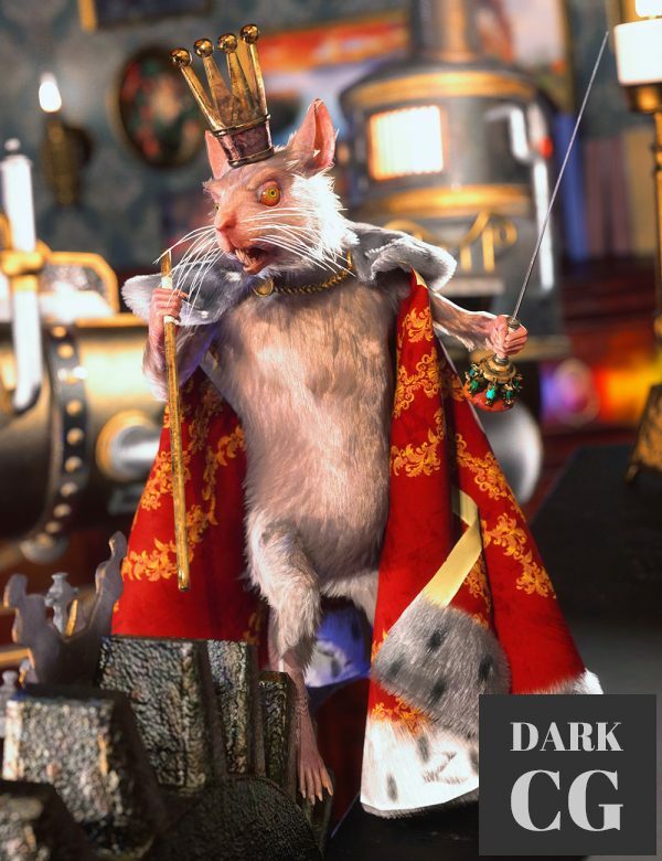 Daz3D, Poser: dForce Mouse King Cape and Accessories for Genesis 8.1 Males
