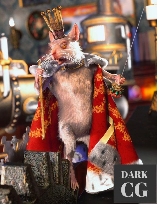 dForce Mouse King Cape and Accessories for Genesis 8.1 Males Daz3D, Poser: dForce Mouse King Cape and Accessories for Genesis 8.1 Males