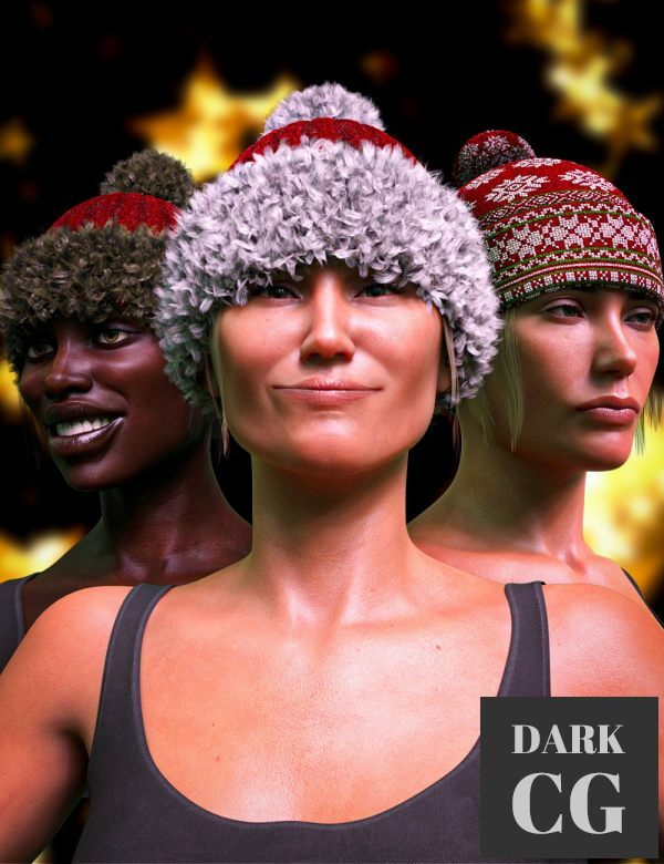 Daz3D, Poser: M3D Christmas Knitted Hat For Genesis 8 Females and Genesis 8.1 Females