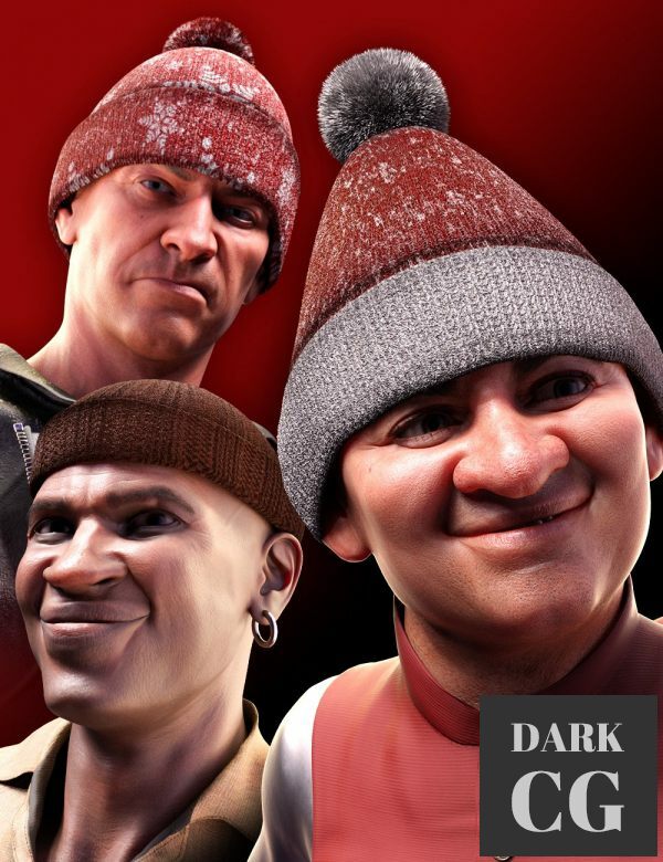 M3D Christmas Knitted Hat for Genesis 8 and 8.1 Males Daz3D, Poser: M3D Christmas Knitted Hat for Genesis 8 and 8.1 Males