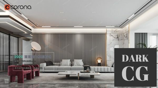 3D Scene Modern Style Living Room 2020 A106 Corona